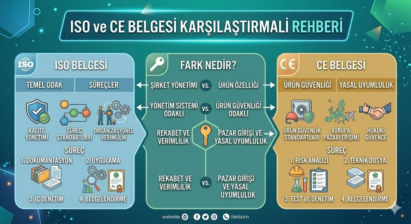 ISO ve CE Belgesi Arasındaki Fark Nedir? 2026 Güncel Karşılaştırmalı Rehber - ISO belgesi blog yazısı